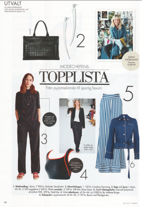 Modechefens topplista, Femina nr 2 2017