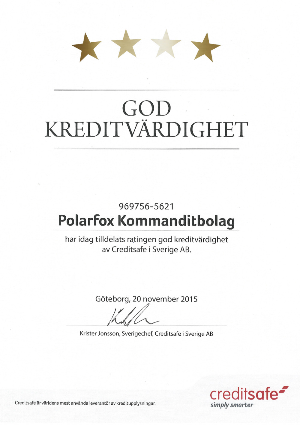 Creditsafe certificate