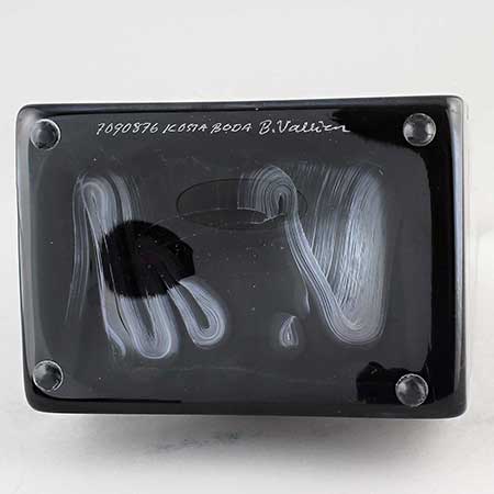 Berti Vallien Kosta Boda Lower side of a Black Elements vase with signature and serial number