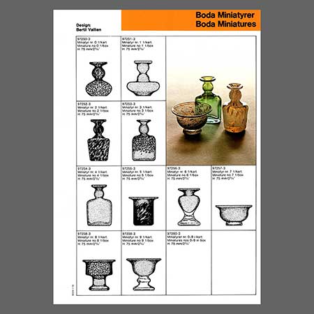 Bertil Vallien Boda Miniatures Page from a Boda product catalog