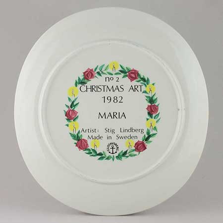 Stig Lindberg Christmas art Back side of an Christmas Art plate