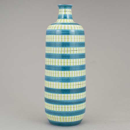 Stig Lindberg Faience Vase with bottle shape (model 190), height 30 cm