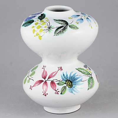 Stig Lindberg Faience Vase with hourglass shape (model 162), height 13 cm