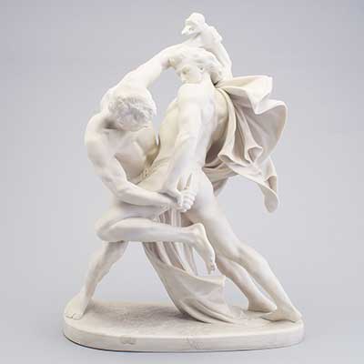 Old Gustavsberg parian sculpture “Bältesspannarna” (The Duellists). Early 20th century.