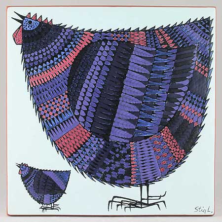 Stig Lindberg Wall Plaque with bird family motif, width 27 cm