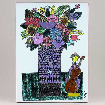 Stig Lindberg Wall Plaque with cellist motif, height 33 cm