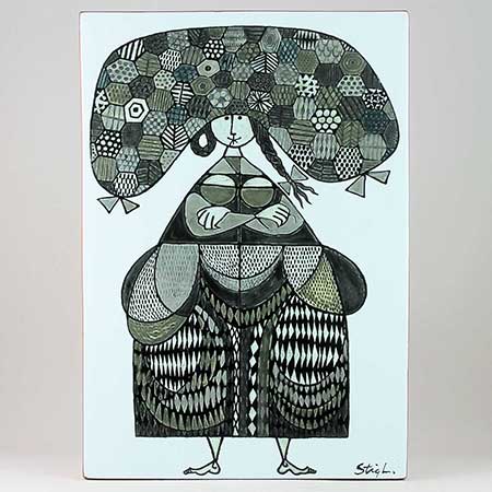 Stig Lindberg Wall Plaque with woman motif, height 40 cm