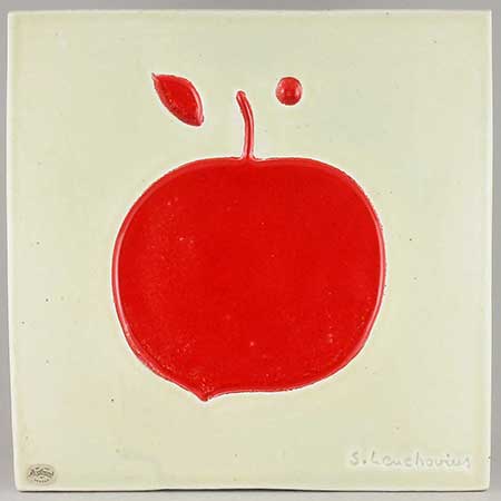 Sylvia Leuchovius wall plaque Red apple (1970s) Height 30 cm / 11.8 in
