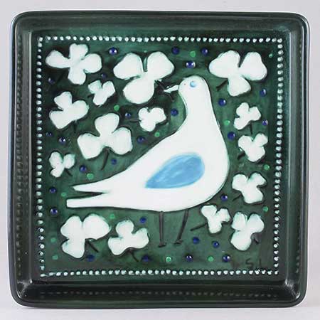 Sylvia Leuchovius wall plaque Bird and flowers (1970s) Length 18 cm / 7.1 in