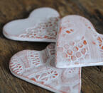 Ceramic heart with a lace pattern
