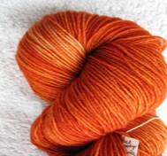 Hand dyed sock yarn orange