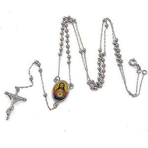 White Gold Filled Rosary Jesus Cross  nacklace.