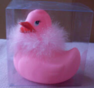 Rosa fluffig bad anka
