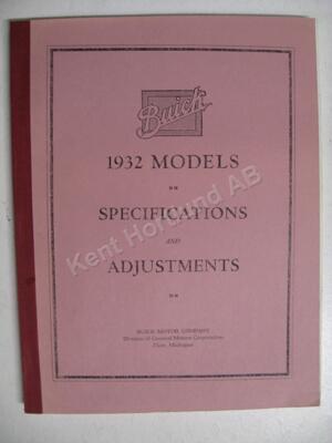 1932 Buick Specifications & adjustments