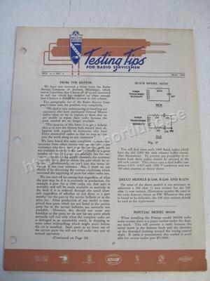 1949 Delco Radio Testing tips for radio servicemen May 1949
