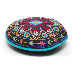Embroidered Pillow -  Moonless Night / True Red