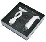Chic lady white corkscrew and wine pump