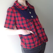 Jacket "Viola" red tartan size 38/40