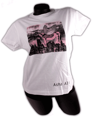 ASHA ALI - LADY T-SHIRT - WHITE, HORSE