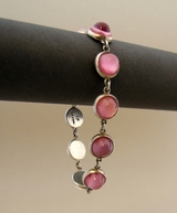 Silverarmband, rosa stenar
