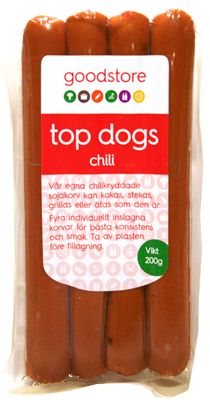 Goodstores top dogs vegokorv chili