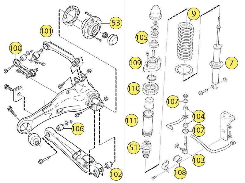 Rear suspension V40 Speedparts Sweden