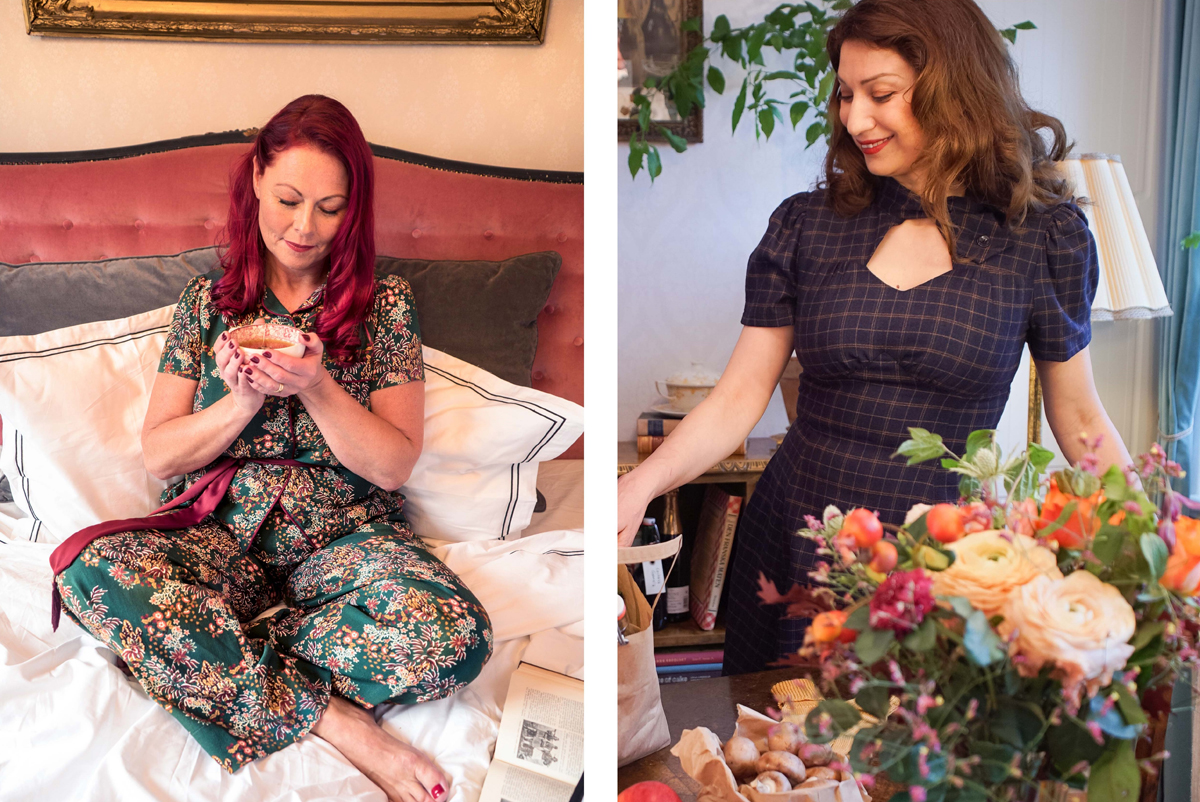 12. emmy design_AW18_vintage autumn wool dress plaid 40+ 1940s british classic tweed brown keyhole neckline pajamas plus size