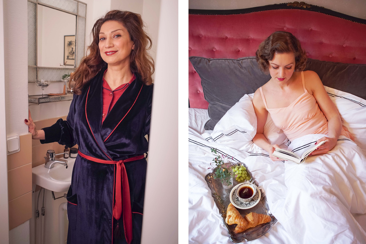 14. emmy design_AW18_vintage 40+ classic pajamas plus size dressing robe gown luxurious silk slip under night dress peach