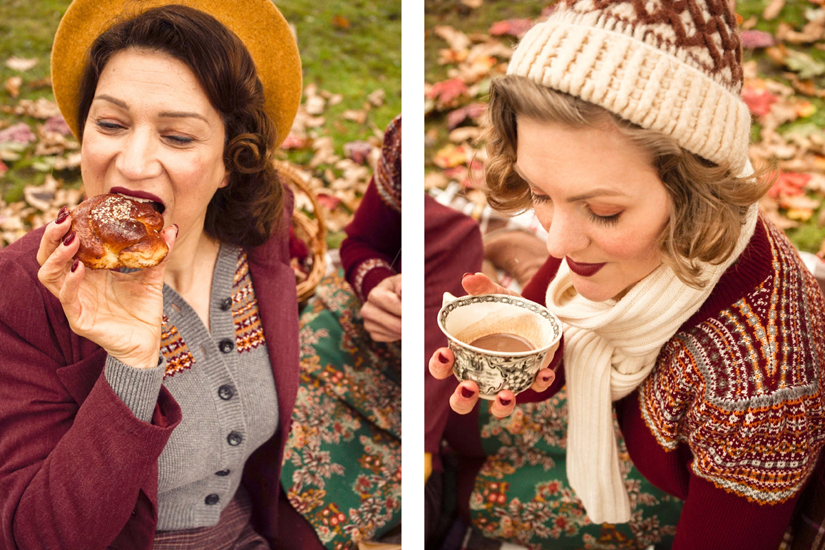 3. emmy design_AW18_vintage autumn winter tweed wool cardigan picnic fair isle knit sweater knitwear british 1940s classic