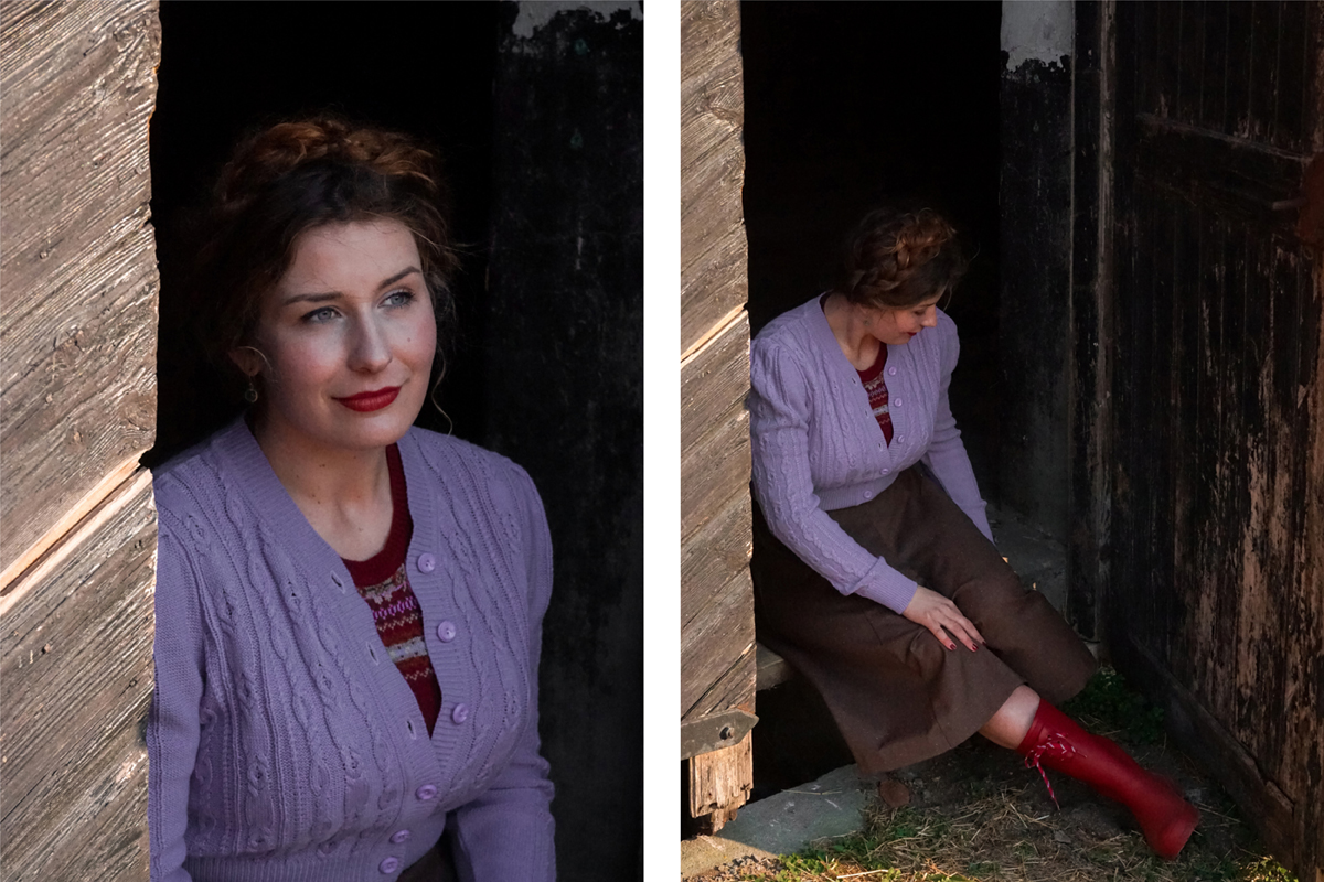 emmy design autumnclothing autumnlove fallfashioninspo autumnclothes vintageautumn fairisleknit fairislecardigan woolcardigan scottish fair isle cardigan sweater knit knitwear classic lavender cardigan ice skater cardigan