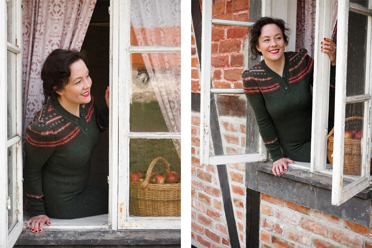 emmy design autumnclothing autumnlove fallfashioninspo autumnclothes vintageautumn fairisleknit fairisledress fair isle knit dress snow white