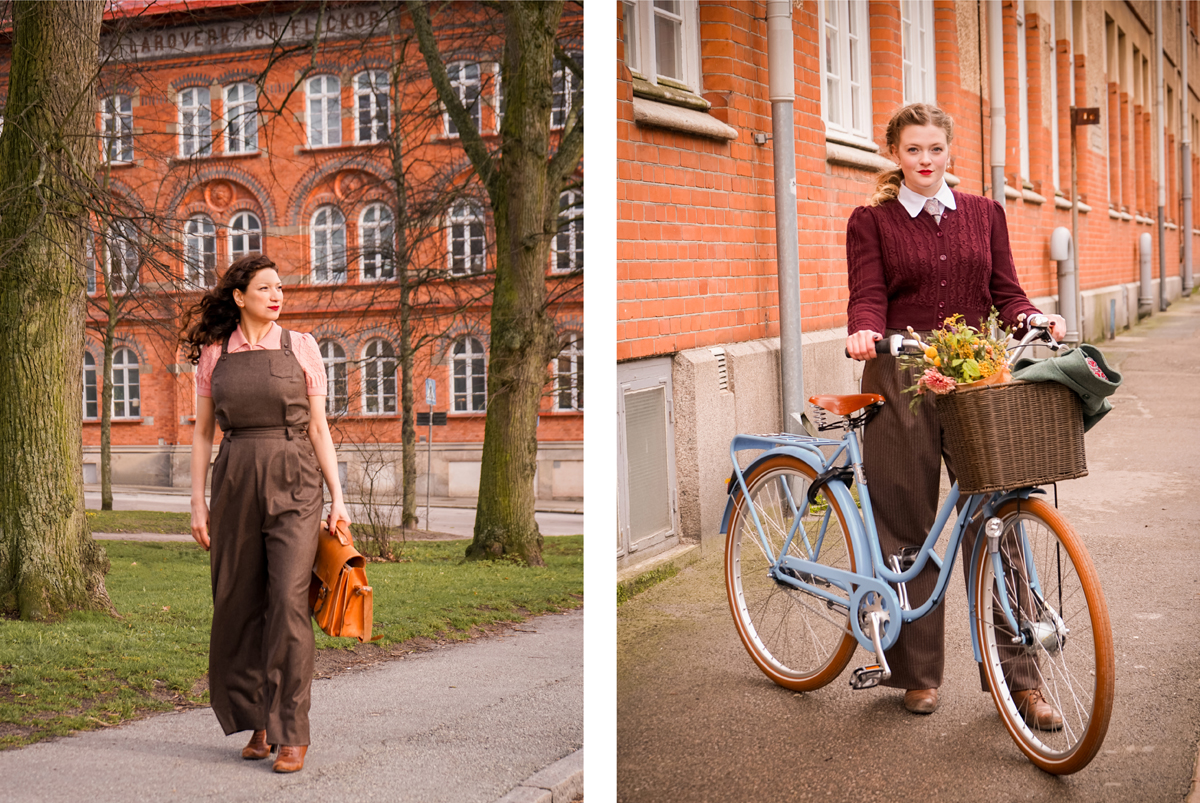 emmy design AW20 1920s 1930s 1940s wool cardigan vintage knit clothing autumnlove fallingforfall autumn colors fall vibes winter collegiate tweed tweedlove dungarees slacks tweedride bike in tweed 