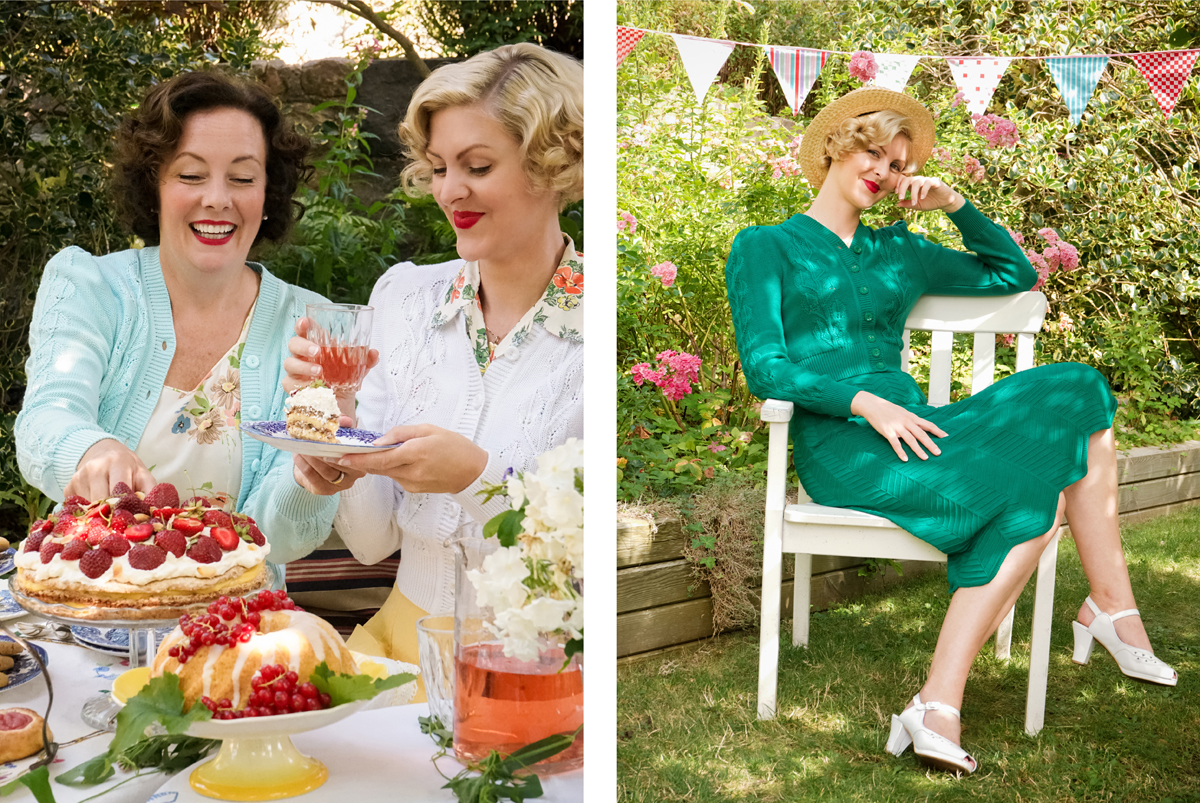 emmy design SS20 picnic lawn party 1920s 1930s 1940s 1950s wool lightweightcardigan summer vintage knit style pastel swedish midsummer cotton cake fika