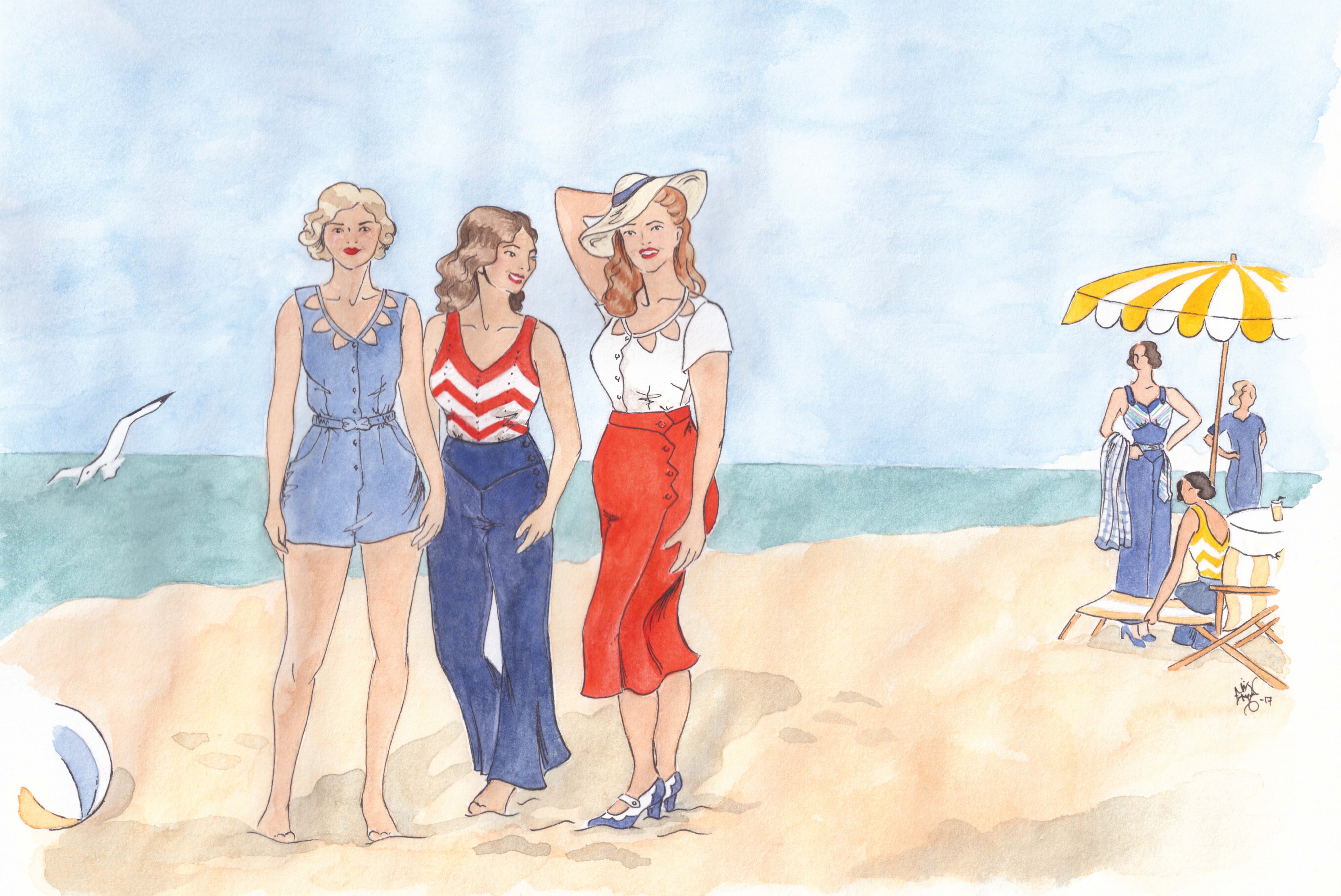 13. emmy design vintage 1930s illustration art deco beach pajamas beachpajamas beachwear french riviera