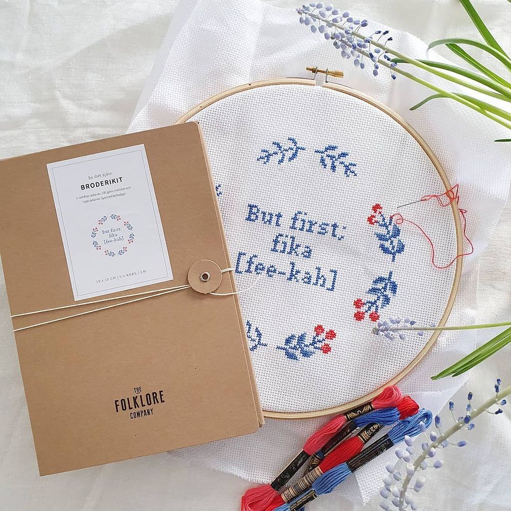 But first fika embroidery kit