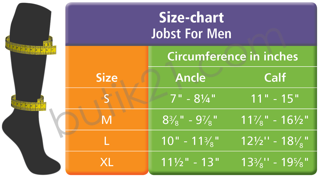 Fotgrossisten Size chart Jobst for men compression socks