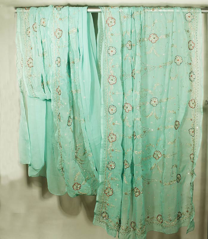 Mintgrön sari unika vintage textilier & saris till inredning ...