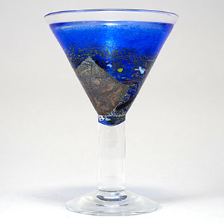 Bertil Vallien Satellite Glas blå (modell 99372), höjd 18 cm