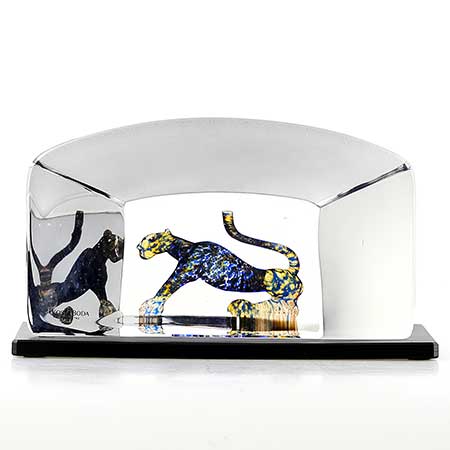 Berti Vallien Kosta Boda Viewpoints Panther (model 99517)