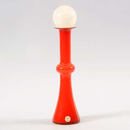 Christer Holmgren Holmegaard Carnaby Vase with a Michael Bang decorative ball on top