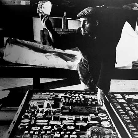 Erik Höglund preparing mural glass window in the early 1960s