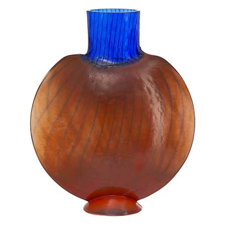 Kosta Boda Red Rim Footed Vase Orange