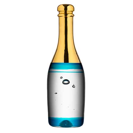 Kjell Engman Kosta Boda Celebrate Blue champagne bottle (model 91301)