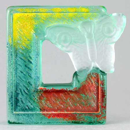 Kjell Engman Kosta Boda Framework Green butterfly (model 99757)