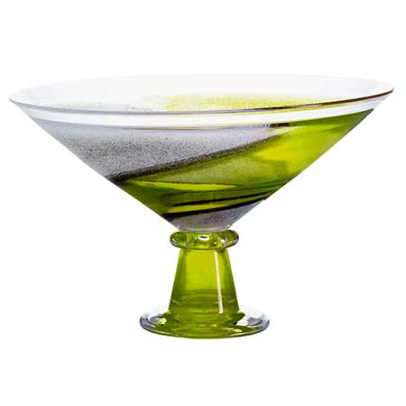 Kjell Engman Kosta Boda Twister Green bowl on foot (model 50730)