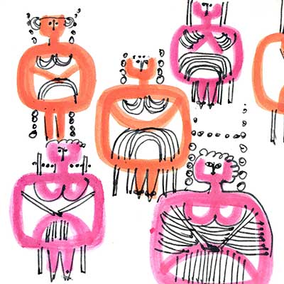 Sketch of mother figures by Lisa Larson