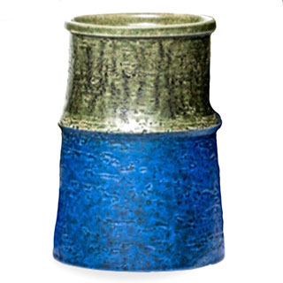 Mari Simmulson for Upsala Ekeby 1966 Peru Series 6072m Chartreuse and Taupe Textured Vase