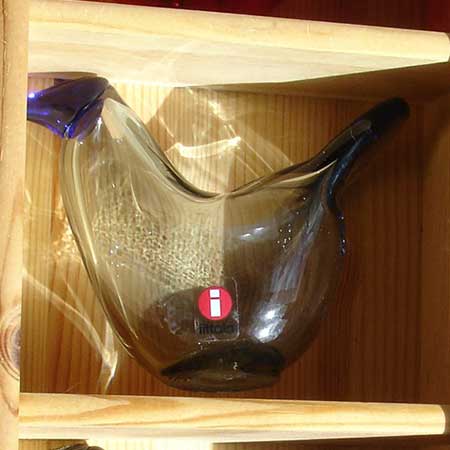 Oiva Toikka Nuutajärvi Iittala bird Flycatcher clear blue with blue beak