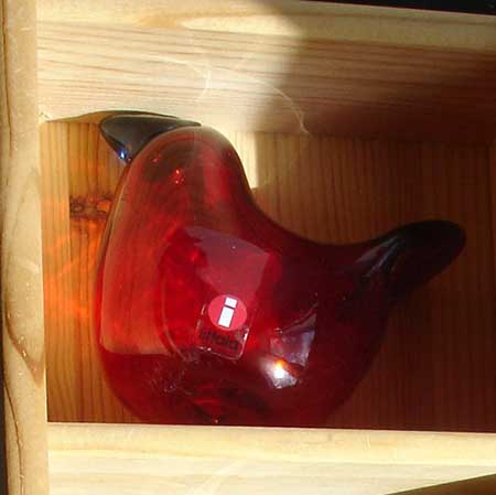 Oiva Toikka Nuutajärvi Iittala bird Flycatcher red with blue beak