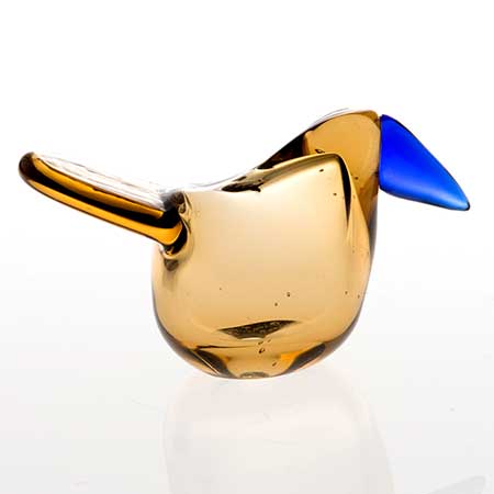 Oiva Toikka Nuutajärvi Iittala bird Flycatcher yellow / Sieppo keltainen